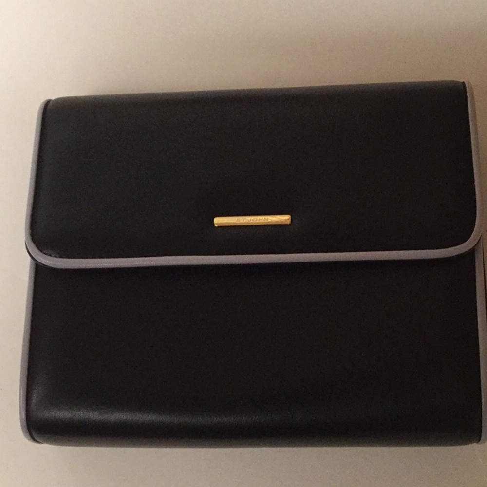 St. John Chain Link Handbag Clutch Black Leather - Picture 2 of 8